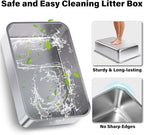 XL Stainless Steel Litter Box with Lid, Extra Large Cat Litter Box | Metal Cat Litter Box for Big Cats with High Sides, Anti-Urine Leakage,Easy Cleaning, Non-Stick, Include Scoop and Mat