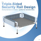 Elevated Dog Bed with Guardrail, Raised Pet Bed for Small Dogs | Rust-resistant stainless steel frame with safety fence & soft cotton fabric. Anti-slip feet for secure indoor and outdoor use