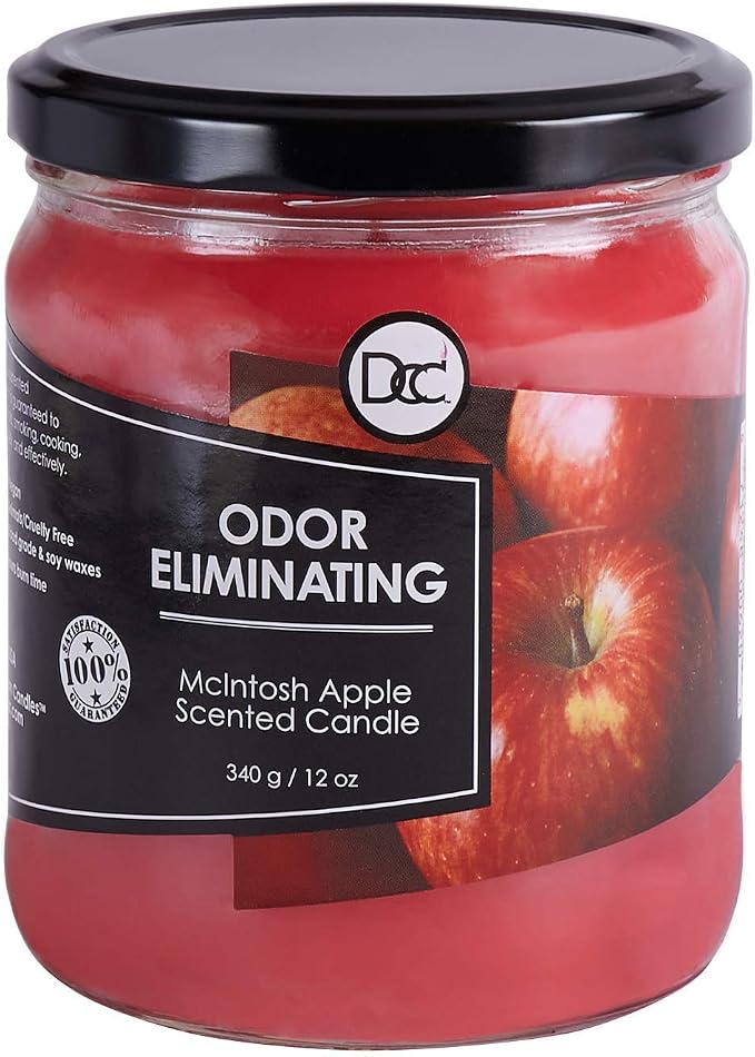 Mcintosh Apple Odor Eliminating Highly Fragranced Candle - Eliminates 95% of Pet, Smoke, Food, and Other Smells Quickly - Up to 80 Hour Burn time - 12 Ounce Premium Soy Blend