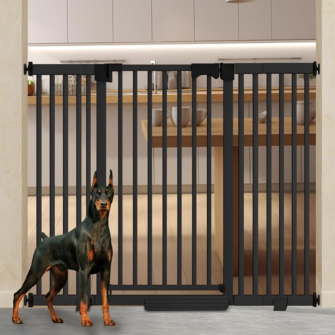 41" Extra Tall Baby Gate for Big Dog No Jumping Over,54.7-63.0" Wide Pet Safety Gate Indoor for Doorways No Drilling,Auto Close Child Puppy Gates for Stairways Pressure Mounted (Black)