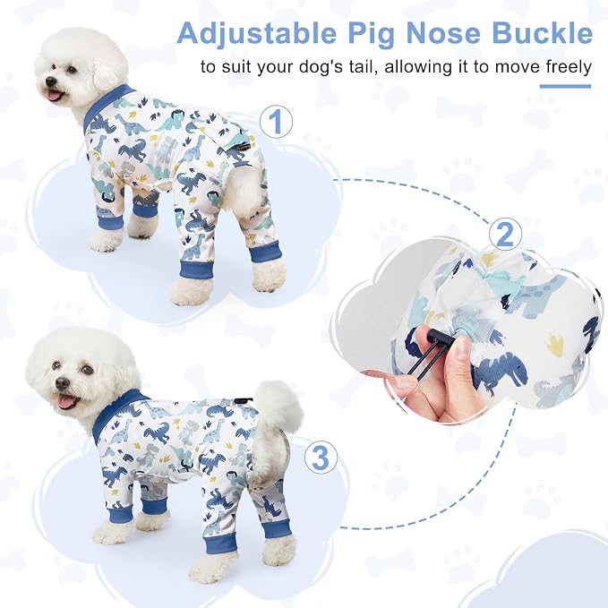 Bienbee Dog Pajamas, 4 Pack Adjustable Onesies for Small to Large Dogs XL | Dog Shedding Suit with Soft Fabric, Breathable & Stretchy, and Adjustable Back Length for Sleeping Lounging and Daily Use