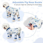 Bienbee Dog Pajamas, 4 Pack Adjustable Onesies for Small to Large Dogs M | Dog Shedding Suit with Soft Fabric, Breathable & Stretchy, and Adjustable Back Length for Sleeping Lounging and Daily Use