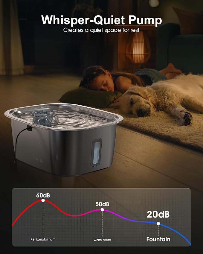 Dog Water Fountain Pump Replacement for D2341, D2419, D2223, D2322 Models, Pet Water Fountain Replacement Pump for PETNF Stainless Steel Large Dog Fountain for Large Dogs, Long Lifespan, Ultra Quiet
