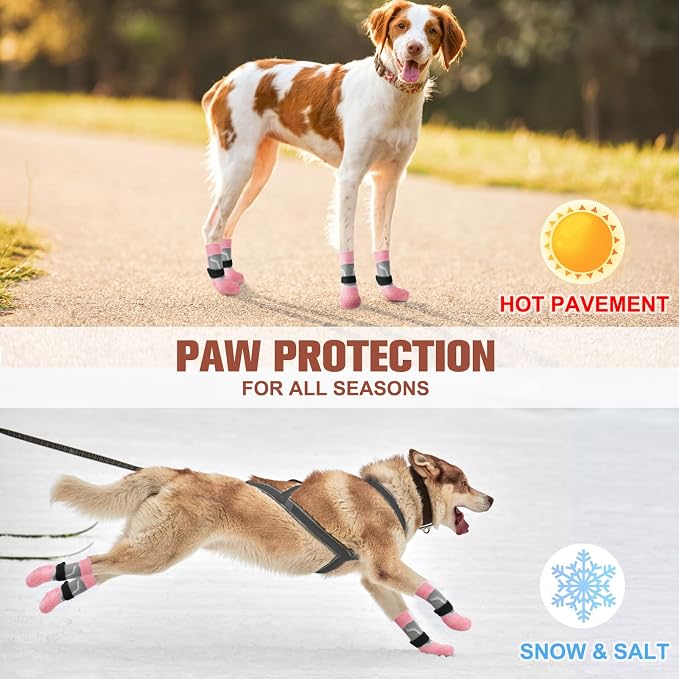 BEAUTYZOO Dog Socks to Prevent Licking Paws for Hardwood Floors Anti Slip, Dog Shoes Booties for Hot/Cold Pavement,Grippy Boots & Paw Protectors Traction Control for Small Medium Large Senior Dogs