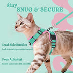 rabbitgoo Cat Harness and Leash Set, Escape Proof Vest, Green & Pink | Soft Breathable Mesh, Easy Adjustable Fit, Snap Buckles, Sturdy Clip, Reflective Strips, for Kittens & Small Cats Walks, Xxs