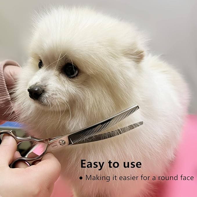 HASHIMOTO Curved Thinning Shears for Dogs, 7.0 inch, 30% Thinning Rate. | Lightweight, 440C Stainless Steel, Sharp, Easy to Use