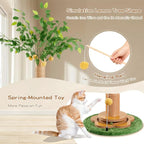 45" Tall Cat Scratching Post with Toy | Sisal Rope, Track Balls, Slef-Grooming Brush, Hanging Ball Toy