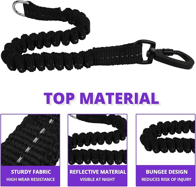 Long Dog Leash 15 FT: Heavy Duty Rope Leashes for Dogs Training with Swivel Lockable Hook Reflective Threads Bungee and Padded Handle - Dog Lead for Large Small Medium Dogs Outside Walking Hiking
