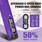 Quiet Dog Nail Grinder, 9-Speed Electric Pet Nail Trimmer with LED | Low noise, Safety sensor guard, 2 LED lights, USB rechargeable, Professional grooming, Sensitive paws, Dogs cats all breeds