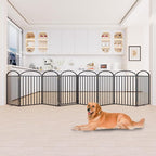 SNUOWU 8 Panels Full Matel Freestanding Dog Gates with Door, 192"Extra Wide 36"Tall Free Standing Dog Pet Gate for Indoor & Outdoor. Foldable Pet Fences for Doorways, House, Stairs, Porch, Deck, Yard