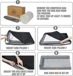 Patas Lague Orthopedic Medium Dog Bed Pet Sofa Beds 30''X20''Dark Grey | L Bolster Egg-Crate Foam Dog Couch For Medium Dogs, Waterproof Removable Washable Cover, Pet Mat with Nonskid Bottom