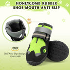 Dog Shoes for Large Dogs, 360°Anti Slip Medium Dog Boots & Paw Protectors Winter Snowy, Waterproof 4Pcs Dog Booties with Reflective Strips (Size 1: 1.57''x2.09''(W*L), Green)