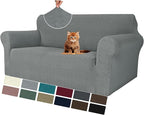 MAXIJIN Loveseat Cover Sofa Covers (55"-69"), 1-Piece Stretch Couch Covers for 2 Cushion Couch Love Seat Slipcover with Elastic Bottom for Kids,Dog (Loveseat, Diamond Pattern Light Gray)
