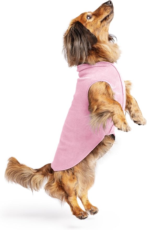 Goldpaw Stretch Fleece Dog Sweater - with Spandex for 4-Way Stretch - Soft, Comfortable Dog Coat - Machine Washable - Made in the USA - Rose - Size 12