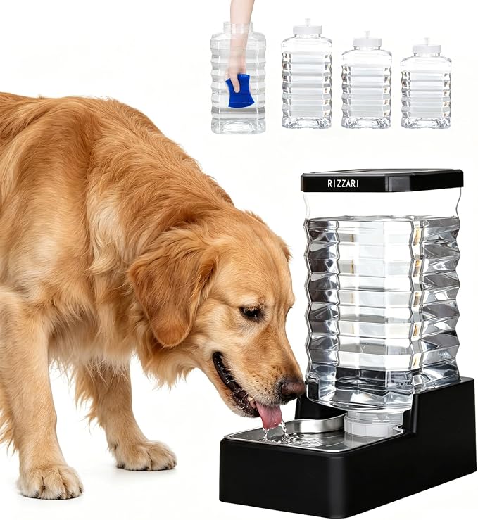 RIZZARI 10L Large Capacity Gravity Dog Water Dispenser- Dog Water Bowl | Dishwasher Safe Bowl,Multi-Day Water Storage,Large BreedFriendly,Travel & Workday Ready,Consistent Water Access