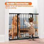 keny 29"-42.5" Baby Gate for Stairs, Auto Close Safety Dog Gate | Pressure Mounted Easy Walk Through Pet Gate for Doorways, Durable Stair Gate, 30" Tall, Black