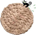 Cat Kneading Mat, Handmade Round Washable Cushion Bed Pad for Indoor Kittens (Oatmeal,X-Large) | Plush breathable surface, tree platform, crate insert, sofa layer, floor blanket, comfort zone, restful nap station Washable