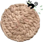 Cat Kneading Mat, Handmade Round Washable Cushion Bed Pad for Indoor Kittens (Oatmeal,X-Large) | Plush breathable surface, tree platform, crate insert, sofa layer, floor blanket, comfort zone, restful nap station Washable