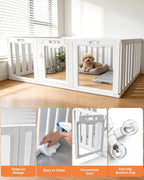 Acrylic Indoor for Dogs Playpen, 24" H 10 Panels DIY Puppy Playpen | Indoor & Outdoor Dog Playpen with Heavy Duty Door Lock, Easy-Assembly&Clean Door Pet Fence for Dogs Puppy,Cats,Rabbits,White