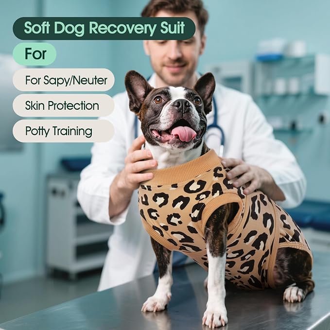Kuoser Dog Recovery Suit After Surgery, Spay Neuter Surgical Suit for Dogs | Post Surgery Anti-Licking Dog Onesie Protects Wounds and Incisions, E-Collar & Cone Alternative Bodysuit for Female Male Dogs