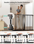 COMOMY 30" Tall Baby Gate for Stairs Doorways, Fits Openings 29.5" to 46" Wide, Auto Close Extra Wide Dog Gate for House, Pressure Mounted Easy Walk Through Pet Gate with Door, Black | Auto Close Extra Wide Dog Gate for House, Pressure Mounted Easy Wal...