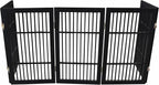 Urnporium Pet Dog Gate Freestanding, Strong Durable Folding Wooden Fence, Portable Acacia Hardwood Safety Barrier for Indoor & Outdoor Use (Black Pet Gate, 5 Panel 30" Tall)