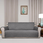 PureFit Reversible Quilted Couch Covers for Dogs Oversized Sofa Cover 78” | Gray/Ivory, Water Resistant Couch Protector, Washable Pet Couch Cover with Non Slip and Elastic Straps For Kids
