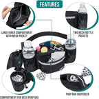PetAmi Dog Fanny Pack, Treat Pouch for Dog Walking, Training, Built in Poop Bag Dispenser, Water Bottle Holder, Collapsible Bowl, Pet Treat Waist Belt for Hiking, Running, Kibbles (Black)