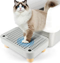 Litter Box Step, Cat Litter Ramp Catcher with Wooden Base, Grey | Cat Step with Filter Function, Anti-Tracking Litter Box Step Stool, Ideal for Kitten & Elderly Cats, Easy to Clean