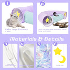 Cat Tunnel, Large Indoor Durable Collapsible Interactive Cat Tube with Peek-A-Boo Hole, Hanging Toys, and Crinkly Paper Lining - Cute Tunnel for Cats, Kittens, Puppies & Rabbits, Purple