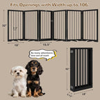 32" Extra Tall Free Standing Dog Gate Indoor, Foldable Pet Gate | for Doorways Stairs, 6-Panel Dog Gate with Door No Drilling, Folding Puppy Gate with Support Feet for Stability, 106"x32"