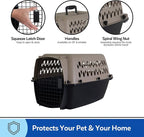 Petmate Vari Dog Kennel Portable Carriers & Crates for Smaller Dogs or Puppies and Pets 10 to 20 lbs, Airline-Friendly Plastic Pet Carrier Home and Travel, 24" Long, Taupe & Black, 24” x 16.7” x 14.5” | Airline friendly pet carrier, durable plastic she...