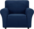 ZNSAYOTX Super Stretch Chair Slipcover Universal Sofa Chair Covers for Living Room Dogs Pet Furniture Protector Spandex Armchair Slipcovers with Anti Slip Foam Sticks (Navy Blue, Chair)