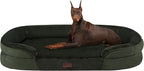 Dwanton Orthopedic Dog Bed for Extra Extra Large Dogs with Gel Memory Foam, Waterproof Dog Sofa, Washable Pet Bed with Four Sided Bolster Cushion, Removable Cover & Non-Slip Bottom, 48", Green