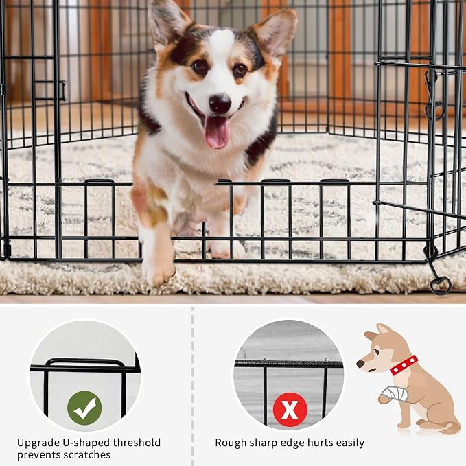 PETIME Foldable Metal Dog Exercise Pen/Pet Puppy Playpen Kennels Yard Fence Indoor/Outdoor 8 Panel 24" W x 36" H with Bottom Pad