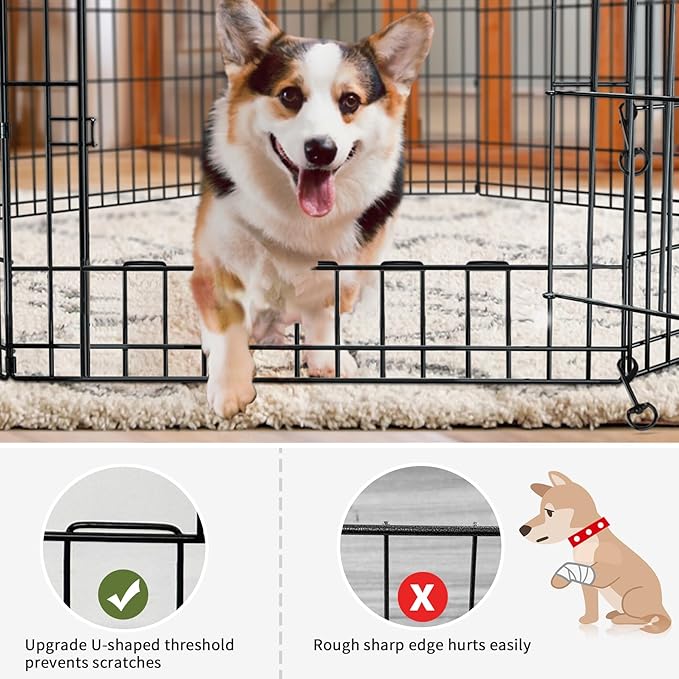 PETIME Foldable Metal Dog Exercise Pen/Pet Puppy Playpen Kennels Yard Fence Indoor/Outdoor 8 Panel 24" W x 36" H with Top Cover and Bottom Pad