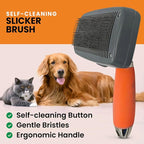 Self-Cleaning Slicker Brush for Dogs & Cats, Deshedding & Dematting | Retractable Bristles, Undercoat Tool for Long Haired Dogs, Non-Slip Handle, Detangler Comb for Mats & Shedding Fur
