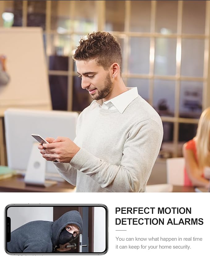 AOBOCAM HD Mini Camera for Indoor Security with App Control Motion Detection & Night Vision Wireless WiFi Rechargeable Pet Camera for Home/Office 24/7 Cycle Save (Dark Black-4K) | Night Vision, Motion Detection, App Control, Rechargeable Battery, for N...