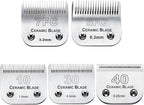 5PCS Dog Grooming Clipper Replacement Blade Compatible with Andis Clipper | Dog Clipper Blade for Oster A5/Wahl KM Series Dog Clipper,Ceramic Blade & Stainless Steel Blade(10+30+40+5FC+7FC)