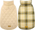 Kuoser Warm Dog Coat, Waterproof Dog Jacket for Extra Large Dogs, Yellow XL | Adjustable Durable XL Doggie Winter Coat Reversible Cozy Puppy Cold Weather Apparel from Small to Large Breed