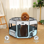 X-ZONE PET Dog Playpen Portable Pet Play Pens for Puppies, Cat, Rabbit, Chicks, Foldable Exercise Play Tent Kennel Crate, Indoor/Outdoor Travel Camping Blue Medium