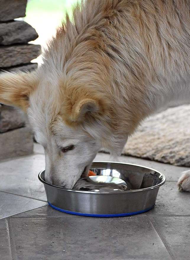OurPet's Durapet Slow Feed Premium Stainless Steel Dog Bowl, Silver, Large (2040010302) | Helps pace rapid eaters, durable easy clean design, an alternative to snuffle mats for calmer mealtimes, a sturdy daily dish