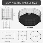 PETIME Foldable Metal Dog Exercise Pen/Pet Puppy Playpen Kennels Yard Fence Indoor/Outdoor 8 Panel 24" W x 36" H with Bottom Pad