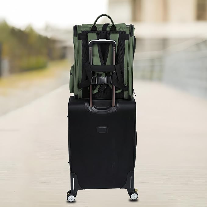 EliteField Deluxe Backpack Pet Carrier for Cats and Dogs (3-Year Warranty) | Airline Approved, Waterproof, 3 Scratch-Resistant Mesh Doors, Fleece Mat, Built-In Leash, Seat Belt Loops, Suitcase Sleeve
