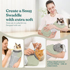 Supet Cat Grooming Wrap for Cutting Nails, Self-Adhesive Calm Cat Swaddle | Bite-Proof Mesh Hood & Thick Waist Strap Anti-Escape Anti-Scratch Bag for Nail Trimming, Medication, Ear Cleaning (Green S)