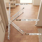 Mumeasy 30" Tall Baby Gate for Stairs, 36.2-55.1" Expandable Hardware Mounted (Drill Needed), Removable No Bottom Bar Dog Gate, Auto Close Wide Walk Thru Safety Gate for Doorways, Pets& Toddlers,White