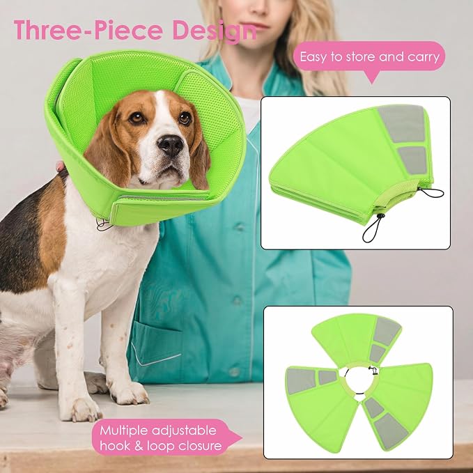 AOFITEE Soft Dog Cone Collar, Adjustable Cone for Dogs to Stop Licking, Dog Cones for Small Medium Large Dogs, Breathable Elizabethan Collar Wound Healing After Surgery(Green,S)