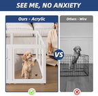 Clear Acrylic Dog Playpen Indoor, Puppy Cat Small Pet Play Pen, Pet Cat Playpen for Rabbits, Dog Fence Crate Kennel Whelping Cage (30", White, 8 Panel)