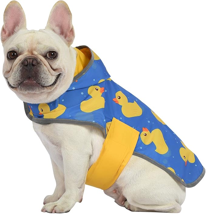 HDE Reversible Hooded Dog Raincoat Slicker Poncho for Small Medium Large Dogs - Ducks Yellow - M - Polyester