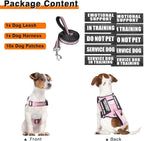 Service Dog Harness and Leash Set, Training Dog Vest with 10 Dog Patches, Emotional Support Therapy Dog Vest Harness for Small Medium Large and Extra Large Dogs(Pink, L)